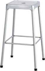 Safco - 29 Inch High, Stationary Drafting, Warehouse and Industrial Stool - 17 Inch Deep x 17 Inch Wide, Steel Seat, Silver - Industrial Tool & Supply