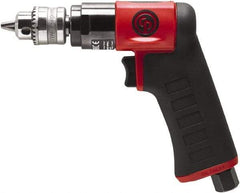 Chicago Pneumatic - 1/4" Keyed Chuck - Pistol Grip Handle, 3,300 RPM, 0.3 hp, 90 psi - Industrial Tool & Supply