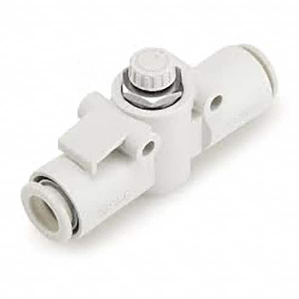 SMC PNEUMATICS - Speed & Flow Control Valves Valve Type: Flow Control Offset Inline Male Thread Size: 1/4 - Industrial Tool & Supply