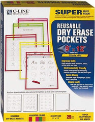 C-LINE - 25 Piece Assorted Colors Neon Colors Storage Pockets - 12" High x 9" Wide - Industrial Tool & Supply