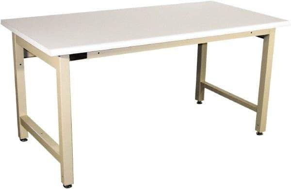 Proline - 60 Wide x 30" Deep x 36" High, Plastic Laminate Workbench - Adjustable Height Legs, Beige - Industrial Tool & Supply