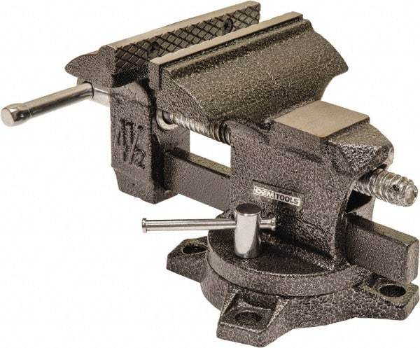 OEM Tools - 4-1/2" Jaw Width, 4-1/2" Opening Capacity, 1-3/4" Throat Depth, Cast Iron Swivel Bench Vise - Bolt Down Base Attachment - Industrial Tool & Supply