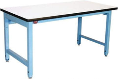 Proline - 72 Wide x 30" Deep x 36" High, Plastic Laminate Workbench - Adjustable Height Legs, Blue - Industrial Tool & Supply