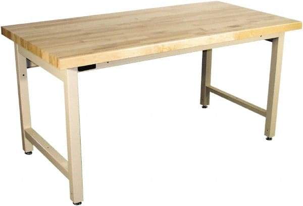 Proline - 72 Wide x 30" Deep x 36" High, Butcher Block Maple Workbench - Adjustable Height Legs, Beige - Industrial Tool & Supply