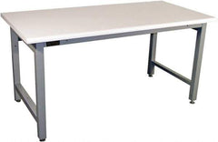 Proline - 72 Wide x 30" Deep x 36" High, Plastic Laminate Workbench - Adjustable Height Legs, Gray - Industrial Tool & Supply