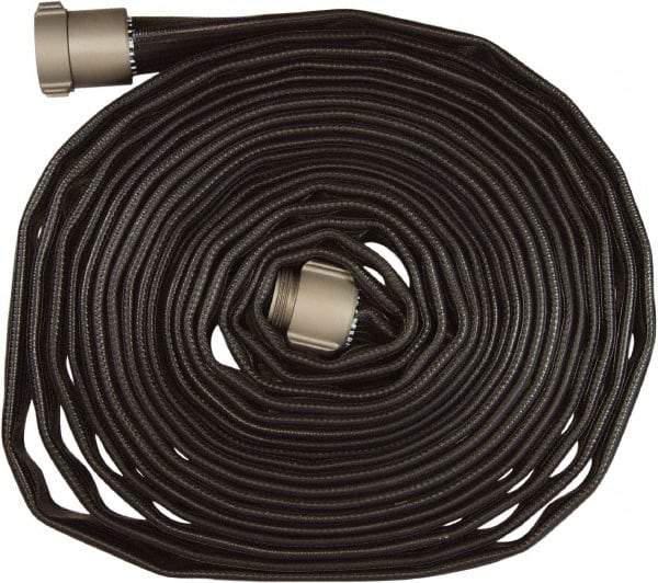 Dixon Valve & Coupling - 1-1/2" ID, 200 Working psi, Black Nitrile Fire Hose - Male x Female NPSH Ends, 50' Long, 600 Burst psi - Industrial Tool & Supply