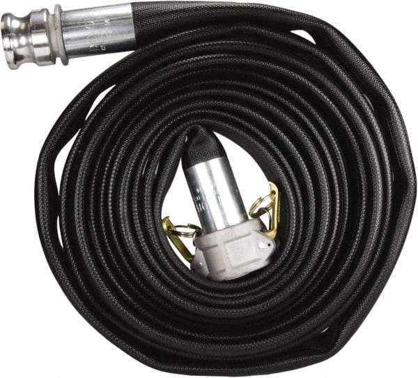 Dixon Valve & Coupling - 1-1/2" ID, 225 Working psi, White Polyester/Rubber Fire Hose, Single Jacket - Male x Female NST (NH) Ends, 50' Long, 675 Burst psi - Industrial Tool & Supply
