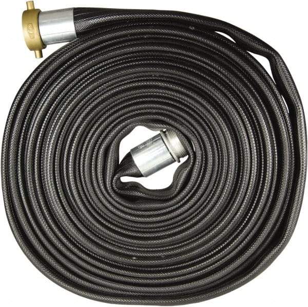Dixon Valve & Coupling - 1-1/2" ID, 200 Working psi, Black Nitrile Fire Hose - Male x Female NST (NH) Ends, 100' Long, 600 Burst psi - Industrial Tool & Supply