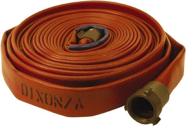 Dixon Valve & Coupling - 1" ID, 225 Working psi, White Polyester/Rubber Fire Hose, Single Jacket - Male x Female NPSH Ends, 100' Long, 675 Burst psi - Industrial Tool & Supply