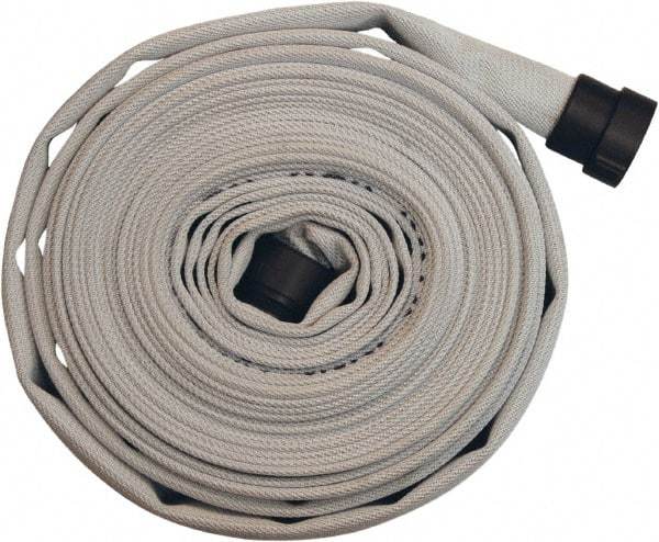 Dixon Valve & Coupling - 1-1/2" ID, 135 Working psi, White Polyester/Rubber Fire Hose, Single Jacket - Male x Female NPSH Ends, 50' Long, 405 Burst psi - Industrial Tool & Supply