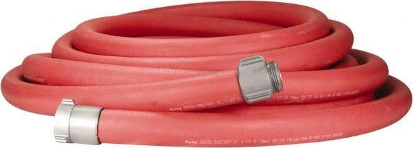 Dixon Valve & Coupling - 1" ID, 800 Working psi, Red EPDM Fire Hose - Male x Female NST (NH) Ends, 100' Long, 2,400 Burst psi - Industrial Tool & Supply