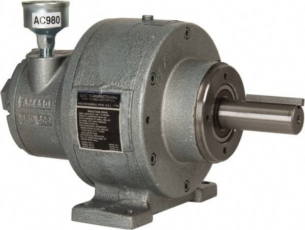 Gast - 1-1/2 hp Reversible Face/Foot Air Actuated Motor - 10:1 Gear Ratio, 300 Max RPM, 11.56" OAL, 1" Shaft Diam - Industrial Tool & Supply