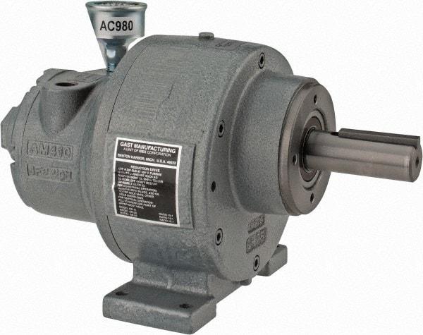 Gast - 1-1/4 hp Reversible Face/Foot Air Actuated Motor - 15:1 Gear Ratio, 200 Max RPM, 11.56" OAL, 1" Shaft Diam - Industrial Tool & Supply