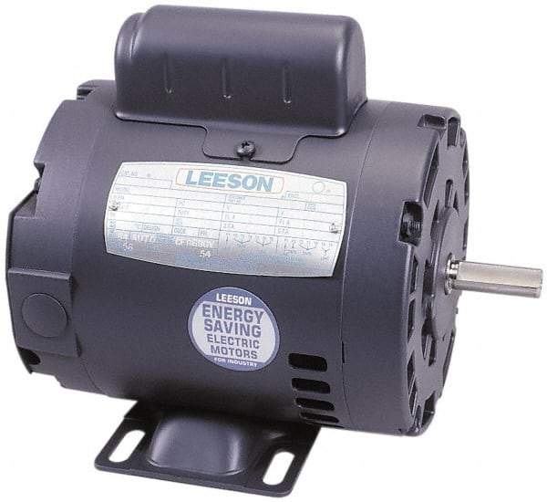 Leeson - 1-1/2 Max hp, 1,740 Max RPM, Electric AC DC Motor - 115, 208, 230 V Input, Single Phase, 145T Frame - Industrial Tool & Supply