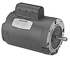 Leeson - 1/2 Max hp, 3,450 Max RPM, Electric AC DC Motor - 115, 208, 230 V Input, Single Phase, 56C Frame - Industrial Tool & Supply