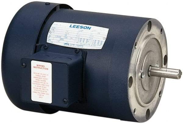 Leeson - 1/2 Max hp, 1,725 Max RPM, Electric AC DC Motor - 208-230/460 V Input, Three Phase, 56C Frame - Industrial Tool & Supply