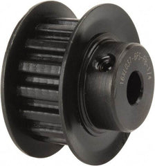 Power Drive - 16 Tooth, 1/4" Inside x 1" Outside Diam, Timing Belt Pulley - 1/4, 3/8" Belt Width, 1.019" Pitch Diam, Steel & Cast Iron - Industrial Tool & Supply
