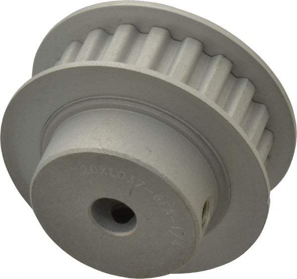 Power Drive - 20 Tooth, 1/4" Inside x 1.253" Outside Diam, Timing Belt Pulley - 1/4, 3/8" Belt Width, 1.273" Pitch Diam, Steel & Cast Iron - Industrial Tool & Supply