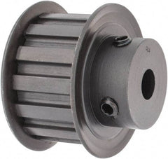 Power Drive - 14 Tooth, 3/8" Inside x 1.641" Outside Diam, Timing Belt Pulley - 3/4" Belt Width, 1.671" Pitch Diam, Steel & Cast Iron - Industrial Tool & Supply