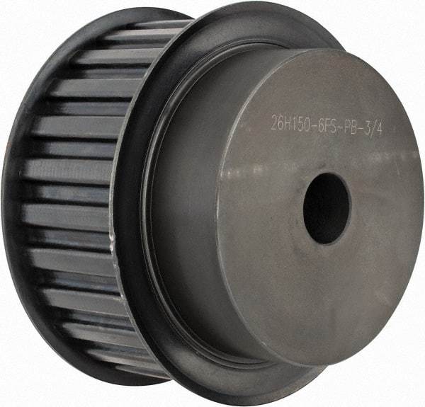Power Drive - 26 Tooth, 3/4" Inside x 4.084" Outside Diam, Timing Belt Pulley - 1-1/2" Belt Width, 4.138" Pitch Diam, Steel & Cast Iron - Industrial Tool & Supply