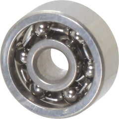 Value Collection - 0.055" Bore Diam, 3/16" OD, Open Miniature Radial Ball Bearing - 5/64" Wide, 1 Row, Round Bore, 16 Lb Static Capacity, 52 Lb Dynamic Capacity - Industrial Tool & Supply