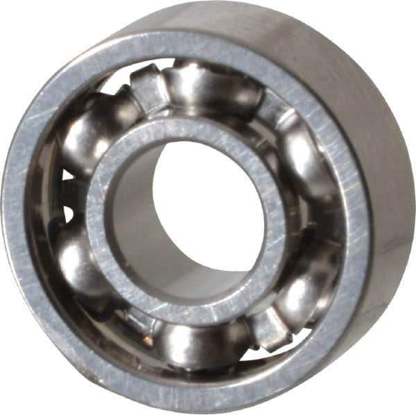 Value Collection - 1/8" Bore Diam, 5/16" OD, Open Miniature Radial Ball Bearing - 7/64" Wide, 1 Row, Round Bore, 40 Lb Static Capacity, 124 Lb Dynamic Capacity - Industrial Tool & Supply