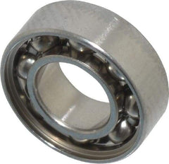 Value Collection - 3/16" Bore Diam, 3/8" OD, Open Miniature Radial Ball Bearing - 1/8" Wide, 1 Row, Round Bore, 56 Lb Static Capacity, 160 Lb Dynamic Capacity - Industrial Tool & Supply