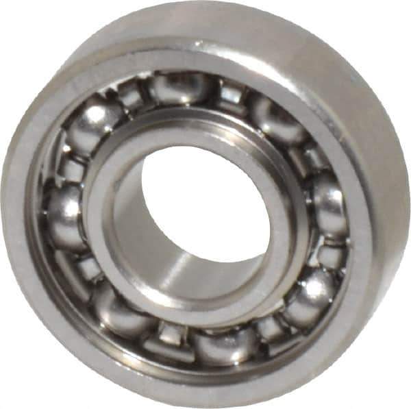 Value Collection - 3/32" Bore Diam, 5/16" OD, Open Miniature Radial Ball Bearing - 7/64" Wide, 1 Row, Round Bore, 40 Lb Static Capacity, 124 Lb Dynamic Capacity - Industrial Tool & Supply