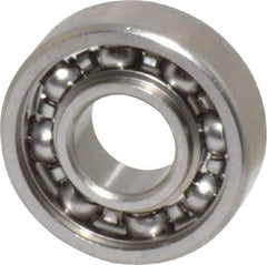 Value Collection - 3/32" Bore Diam, 5/16" OD, Open Miniature Radial Ball Bearing - 7/64" Wide, 1 Row, Round Bore, 40 Lb Static Capacity, 124 Lb Dynamic Capacity - Industrial Tool & Supply