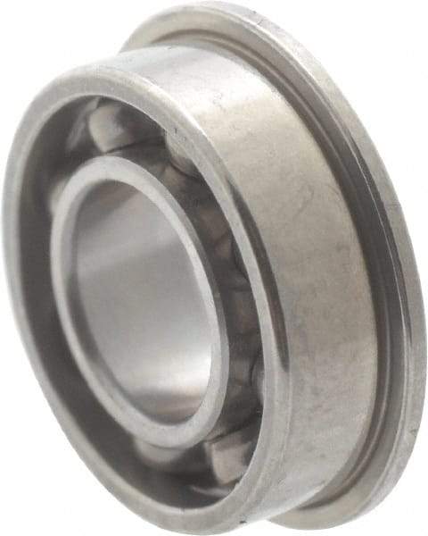 Value Collection - 1/8" Bore Diam, 3/8" OD, Open Miniature Radial Ball Bearing - 7/64" Wide, With Flange, 1 Row, Round Bore, 49 Lb Static Capacity, 144 Lb Dynamic Capacity - Industrial Tool & Supply