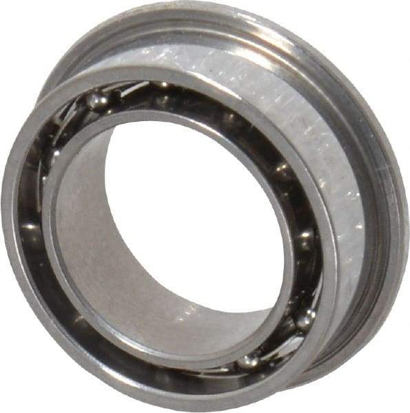 Value Collection - 1/4" Bore Diam, 3/8" OD, Open Miniature Radial Ball Bearing - 1/8" Wide, With Flange, 1 Row, Round Bore, 33 Lb Static Capacity, 84 Lb Dynamic Capacity - Industrial Tool & Supply