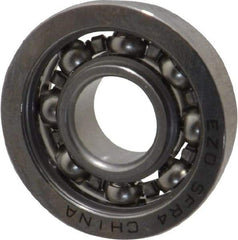 Value Collection - 1/4" Bore Diam, 5/8" OD, Open Miniature Radial Ball Bearing - 0.196" Wide, With Flange, 1 Row, Round Bore, 128 Lb Static Capacity, 335 Lb Dynamic Capacity - Industrial Tool & Supply