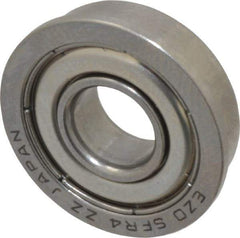 Value Collection - 1/4" Bore Diam, 5/8" OD, Double Shield Miniature Radial Ball Bearing - 0.196" Wide, With Flange, 1 Row, Round Bore, 128 Lb Static Capacity, 335 Lb Dynamic Capacity - Industrial Tool & Supply