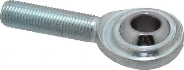 Made in USA - 3/8" ID, 1" Max OD, 5,100 Lb Max Static Cap, Plain Male Spherical Rod End - 3/8-24 RH, Steel with Steel Raceway - Industrial Tool & Supply