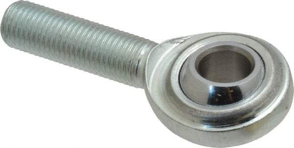 Made in USA - 7/16" ID, 1-1/8" Max OD, 6,402 Lb Max Static Cap, Plain Male Spherical Rod End - 7/16-20 RH, Steel with Steel Raceway - Industrial Tool & Supply