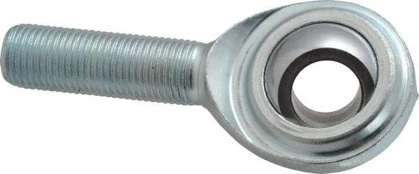 Made in USA - 1/2" ID, 1-5/16" Max OD, 8,386 Lb Max Static Cap, Plain Male Spherical Rod End - 1/2-20 RH, Steel with Steel Raceway - Industrial Tool & Supply