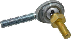 Made in USA - 1/4" ID, 3/4" Max OD, 2,225 Lb Max Static Cap, Male Spherical Rod End with Stud - 1/4-28 RH, Steel with Steel Raceway - Industrial Tool & Supply
