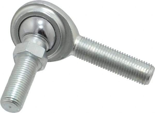 Made in USA - 3/8" ID, 1" Max OD, 5,100 Lb Max Static Cap, Male Spherical Rod End with Stud - 3/8-24 RH, Steel with Steel Raceway - Industrial Tool & Supply