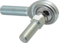 Made in USA - 1/2" ID, 1-5/16" Max OD, 8,386 Lb Max Static Cap, Male Spherical Rod End with Stud - 1/2-20 RH, Steel with Steel Raceway - Industrial Tool & Supply