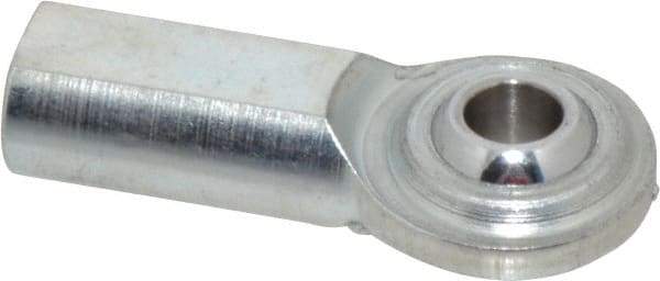Made in USA - 1/4" ID, 3/4" Max OD, 2,225 Lb Max Static Cap, Plain Female Spherical Rod End - 1/4-28 RH, Steel with Steel Raceway - Industrial Tool & Supply