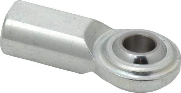 Made in USA - 3/8" ID, 1" Max OD, 5,100 Lb Max Static Cap, Plain Female Spherical Rod End - 3/8-24 RH, Steel with Steel Raceway - Industrial Tool & Supply