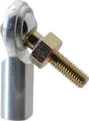 Made in USA - 3/16" ID, 5/8" Max OD, 1,210 Lb Max Static Cap, Female Spherical Rod End with Stud - 10-32 RH, Steel with Steel Raceway - Industrial Tool & Supply