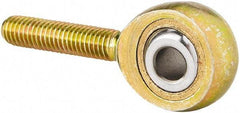Made in USA - 5/8" ID, 1-1/2" Max OD, 7,400 Lb Max Static Cap, Male Spherical Rod End with Stud - 5/8-18 RH, Steel with Bronze Raceway - Industrial Tool & Supply