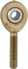 Made in USA - 3/16" ID, 5/8" Max OD, 1,174 Lb Max Static Cap, Plain Male Spherical Rod End - 10-32 RH, Steel with Bronze Raceway - Industrial Tool & Supply