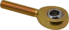 Made in USA - 1/4" ID, 3/4" Max OD, 2,168 Lb Max Static Cap, Plain Male Spherical Rod End - 1/4-28 RH, Steel with Bronze Raceway - Industrial Tool & Supply