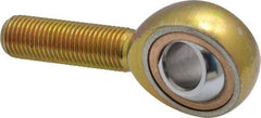 Made in USA - 7/16" ID, 1-1/8" Max OD, 4,244 Lb Max Static Cap, Plain Male Spherical Rod End - 7/16-20 RH, Steel with Bronze Raceway - Industrial Tool & Supply