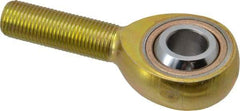 Made in USA - 1/2" ID, 1-5/16" Max OD, 6,700 Lb Max Static Cap, Plain Male Spherical Rod End - 1/2-20 RH, Steel with Bronze Raceway - Industrial Tool & Supply