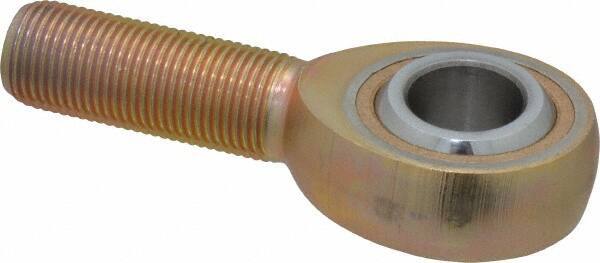 Made in USA - 5/8" ID, 1-1/2" Max OD, 7,400 Lb Max Static Cap, Plain Male Spherical Rod End - 5/8-18 RH, Steel with Bronze Raceway - Industrial Tool & Supply