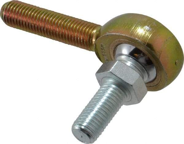 Made in USA - 5/16" ID, 7/8" Max OD, 2,796 Lb Max Static Cap, Male Spherical Rod End with Stud - 5/16-24 RH, Steel with Bronze Raceway - Industrial Tool & Supply