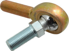 Made in USA - 1/2" ID, 1-5/16" Max OD, 6,700 Lb Max Static Cap, Male Spherical Rod End with Stud - 1/2-20 RH, Steel with Bronze Raceway - Industrial Tool & Supply